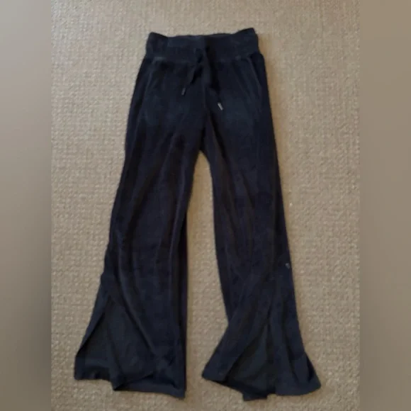 Lululemon Black Velour Wide-Leg Pants - Picture 1 of 6
